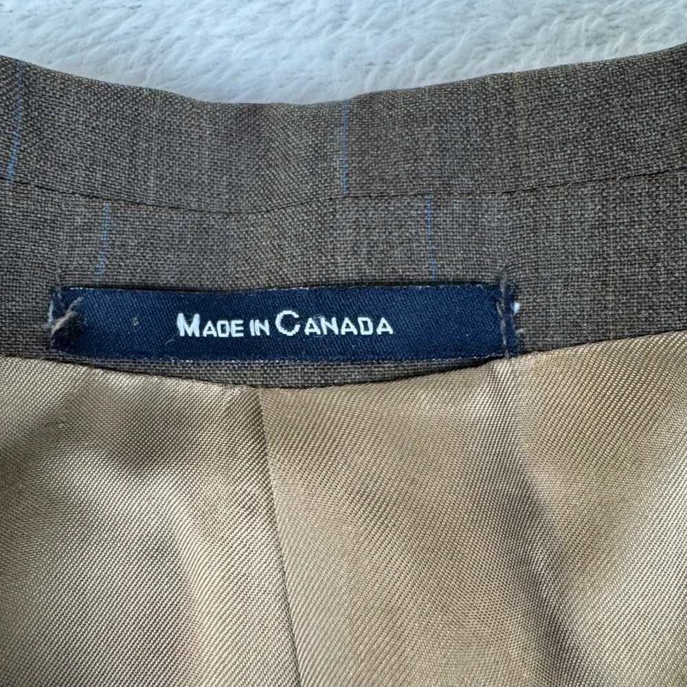 Chaps Ralph Lauren Blazer Mens 48 Brown Blue Windowpane Plaid Wool Sport Coat‎